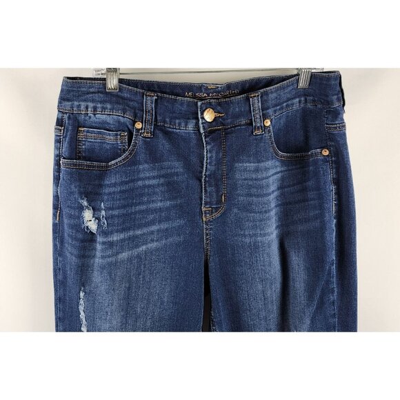 Melissa McCarthy Jeans Womens Plus 16W Blue Distressed Skinny Jeans - Picture 2 of 12